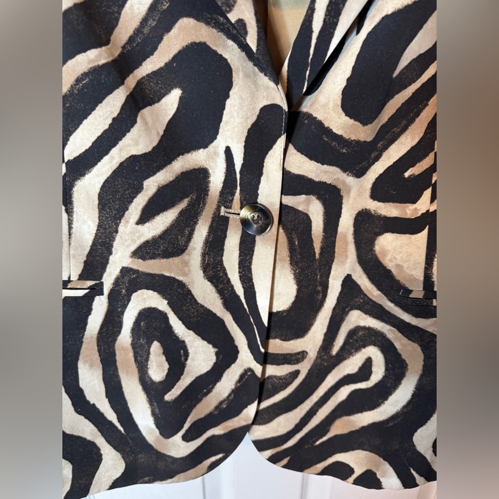 Chico's Brown Black and Tan Zebra Print Jacket/Blazer Size: 3 (XL) - Picture 5 of 15